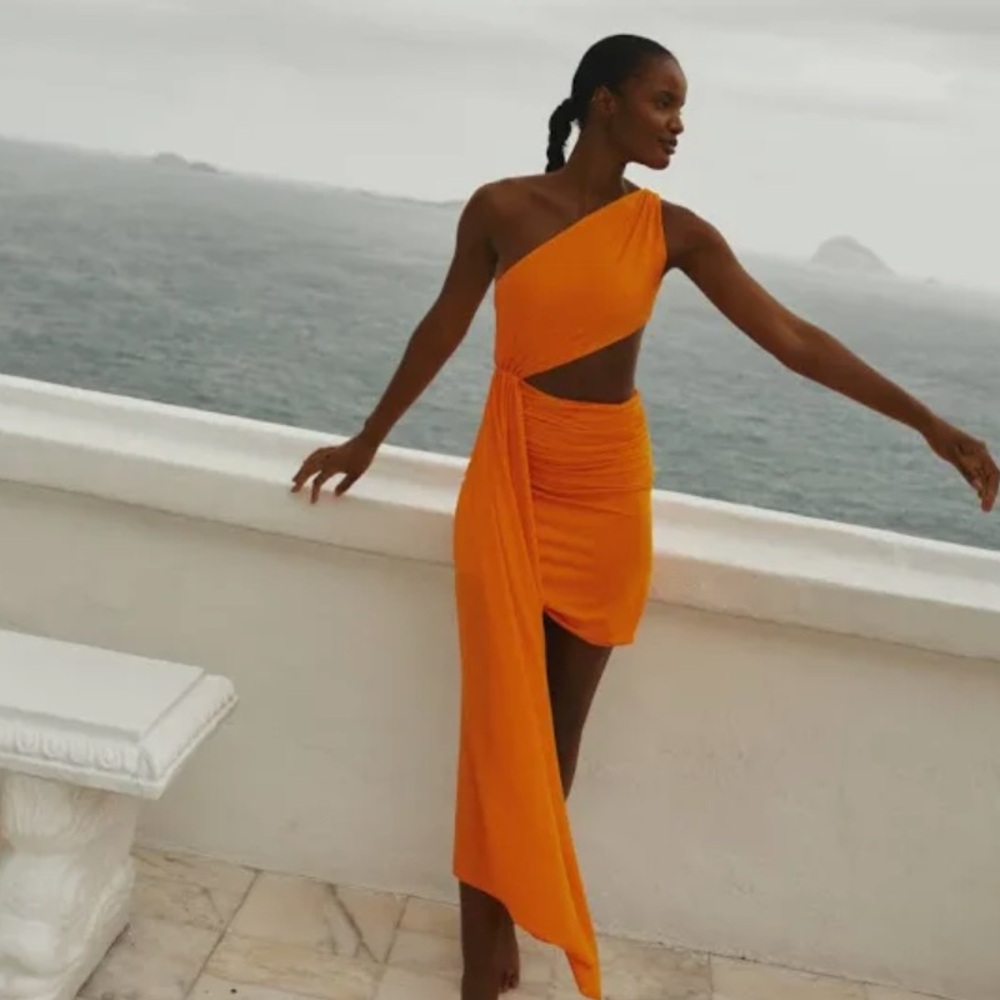 Baobab orange cutout mini dress
